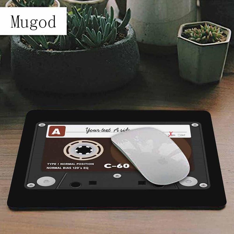 Mugod Retro Audio Cassette Mouse Pad Music Record Player Low Noise 80s Plastic Tape Mouse Mat Non-Slip Rubber Base Mousepad for Computer Laptop PC Gaming Working Office & Home 9.5x7.9 Inch - Image 2